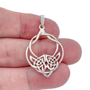 Vintage Sterling Silver 925 Celtic Wolf Knot Pendant